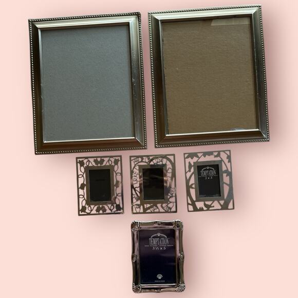 Lot of 6 Silver Wide Ornate Free Standing Picture Frames Gallery Shabby Chic - Picture 1 of 4